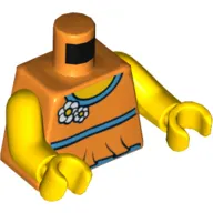 Torso Halter Top with Medium Blue Trim and Flowers / '2014 The LEGO Store New York, NY' Print, Yellow Arms and Hands