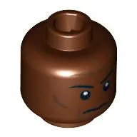 Minifig Head Mace Windu / Seso, Grim Face with Cheek Lines, Thin Eyebrows, White Pupils Print