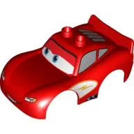 Duplo Car Body 2 Top Studs and Spoiler with Cars Lightning McQueen, No Rust-Eze Logo Print