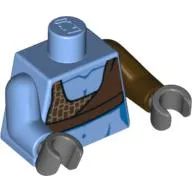 Torso, Odd Arms, Crop Top, Dark Brown Print (Aayla Secura), Left Dark Brown Arm, Right Medium Blue Arm, Dark Bluish Gray Hands
