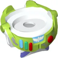 Minifig Neckwear Spacesuit with Lime Trim and Colored Buttons, Dirt Stains Print (Buzz Lightyear)