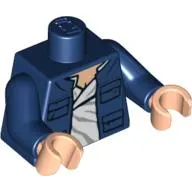 Torso Open Jacket with Pockets and White Shirt Print (Han Solo), Dark Blue Arms, Light Nougat Hands
