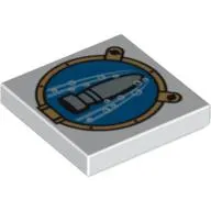 Tile 2 x 2 with Torpedo and Bubbles in Porthole Print