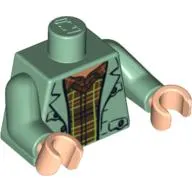 Torso Jacket, Open over Brown Plaid Shirt Print (Arthur Weasley), Sand Green Arms, Light Nougat Hands