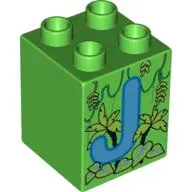 Duplo Brick 2 x 2 x 2 with 'J' and Jungle Print