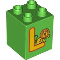 Duplo Brick 2 x 2 x 2 with 'L' and Lion Print
