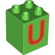 Duplo Brick 2 x 2 x 2 with 'U' Print
