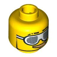 Minifig Head Rapper, Slotted White Sunglasses and Smirk with Gold Teeth Print
