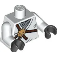 Torso Brown Rope, Gold Lion Medallion and Gray Undershirt Print, White Arms, Black Hands