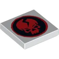 Tile 2 x 2 with Red Skull in Black Circle Print