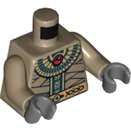 Torso Bandage Wrapping with Gold Necklace and Gold Belt Print (Amset-Ra), Dark Tan Arms, Dark Bluish Gray Hands