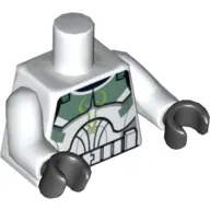 Torso Clone Trooper Armour with Sand Green Markings Print, White Arms, Black Hands