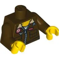 Torso Aviator Jacket with Eagle and 'SMH' Print on Back, Dark Brown Arms, Yellow Hands