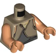 Torso Tunic, Dark Bluish Gray / Light Brown Layers Print (Gungan), Nougat Arms and Hands