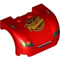 Vehicle Body, Wheel Arch / Mudguard 3 x 4 x 1 2/3 Curved with Front with Headlights, Open Mouth Grille, Lightning Bolts and 'Rust-eze' Print (8486)