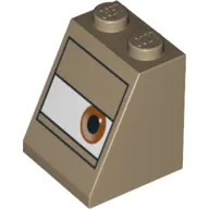 Brick Sloped 65° 2 x 2 x 2 with Bottom Tube and Eye, Brown in White Rectangle Print (Sarge)