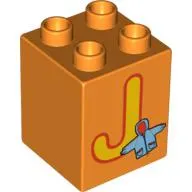 Duplo Brick 2 x 2 x 2 with 'J' and Jacket Print