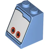 Brick Sloped 65° 2 x 2 x 2 with Bottom Tube and Eyes, Red on White Background Print (Guido)