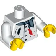 Torso Painter's Smock with Buttons, Scarf and Paint Spots Print, White Arms, Yellow Hands
