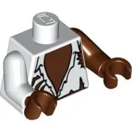Torso, Odd Arms, Shirt Tattered with Werewolf Hairy Chest Print, Left Reddish Brown Arm, Right White Arm, Reddish Brown Hands