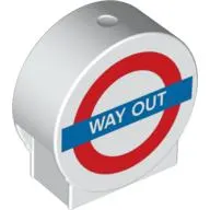 Duplo Brick 1 x 3 x 2 Round Top with 'WAY OUT' Road Sign Print