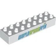 Duplo Brick 2 x 8 with 'WORLD GRAND PRIX' Print