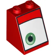 Brick Sloped 65° 2 x 2 x 2 with Bottom Tube and Eye, Green, Left Print (Mack)