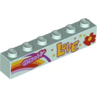 Brick 1 x 6 with 'GROOVY', 'LOVE', Rainbow and Flower Print