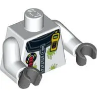 Torso Space Suit, Zipper and Yellow Radio / 'ADU INSPECTOR' Back Print, White Arms, Dark Bluish Gray Hands