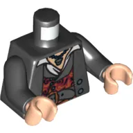 Torso Topcoat with Red and Gold Vest and Dark Bluish Gray Belt Print, Black Arms, Light Nougat Hands