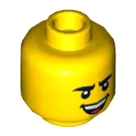 Minifig Head, Curved Eyebrows, Brown Chin Dimple, Laughing / Worried Print