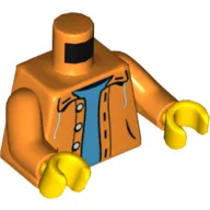 Torso Jacket with Hood over Light Blue Sweater Print, Orange Arms, Yellow Hands