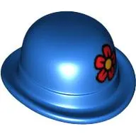 Hat, Bowler with Red Flower with Yellow Centre Print