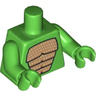 Torso Scales Print (Lizard Costume), Bright Green Arms and Hands
