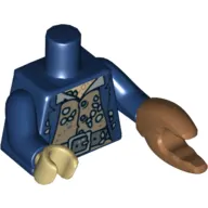 Torso Jacket over Barnacle Encrusted Shirt Print, Dark Blue Arms, Tan Hand Right, Medium Nougat Crab Pincer Left