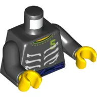 Torso Ribs and Purple Belt and '5' Print, Black Arms, Yellow Hands