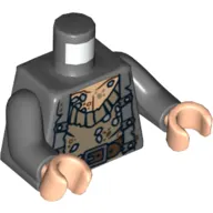 Torso Jacket over Barnacle Encrusted Sweater and Belt Print, Dark Bluish Gray Arms, Light Nougat Hands