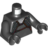 Torso Robe with Shoulder Armour and Belts / Gold Lion on Back Print, Black Arms and Hands