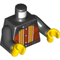 Torso Racing Jacket, Red with Orange Stripes Print (Crazy Demon), Black Arms, Yellow Hands