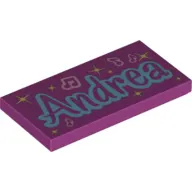 Tile 2 x 4 with 'Andrea' and Music Notes Print