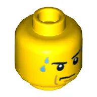 Minifig Head Pete Peterson, Eyebrows, White Pupils, Frown, Sweat Drops Print