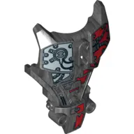 Large Figure Torso Cover, Armor with Silver and Red Mechanical Print (Splitface)