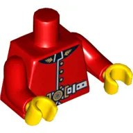 Torso Royal Guard Uniform with Gold Buttons and White Belt Print, Red Arms, Yellow Hands