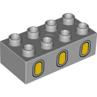 Duplo Brick 2 x 4 with 3 Yellow Oval Windows Print