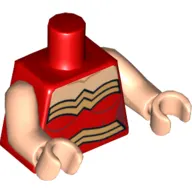 Torso Halter Top with Gold Trim and Belt Print (Wonder Woman), Light Nougat Arms and Hands
