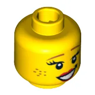 Minifig Head Cowgirl, Thin Dark Orange Eyebrows, Eyelashes, Freckles and Red Lips Print