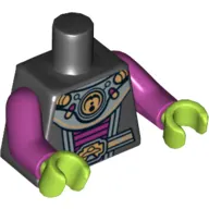 Torso Spacesuit, Shoulder Armor and Belt with UFO Print, Magenta Arms, Lime Hands