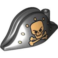 Hat Pirate Bicorne with Gold Skull, Crossbones and Dots Print