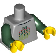 Torso Stylized Digital Minifig Head Print, Dark Green Arms, Yellow Hands