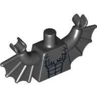 Torso with Bat Wings and Dark Bluish Gray Fur Print, Black Arms with Wings, Black Hands